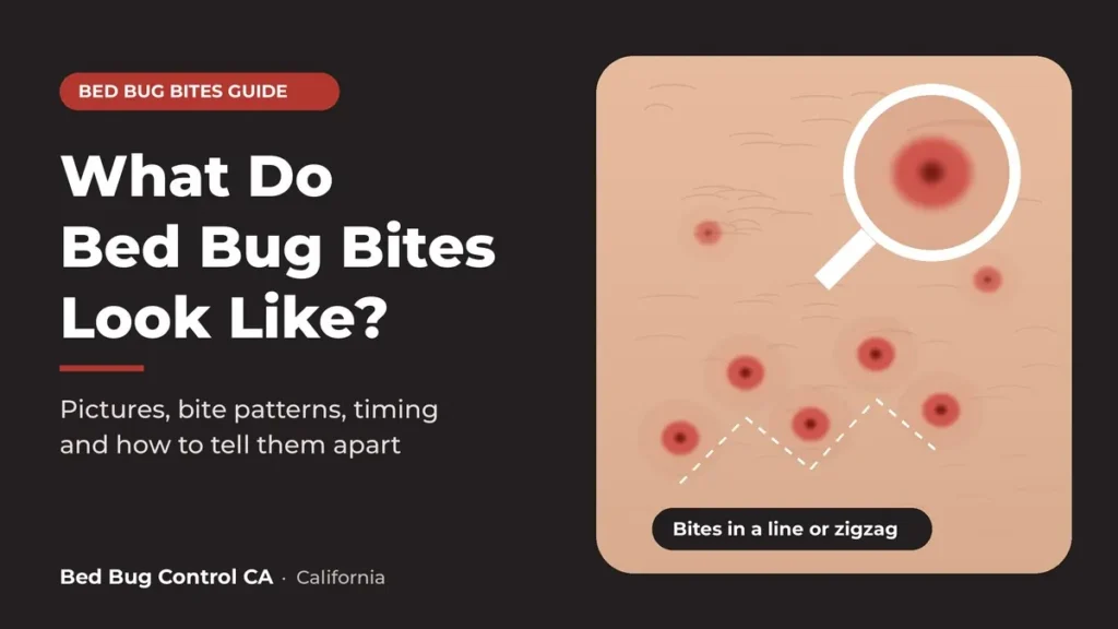 Illustration of bed bug bites in a zigzag line on skin